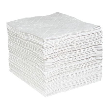 Spilltech Sorbent Pad, 15 in x 19 in, Oil, White WPB100H